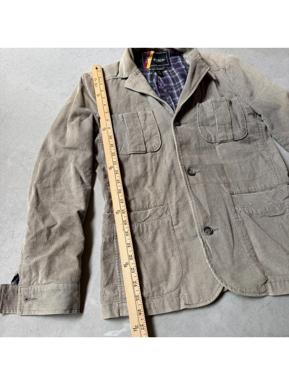 Fink Clothing Men's Beige Corduroy Sport Coat Jacket Size Small